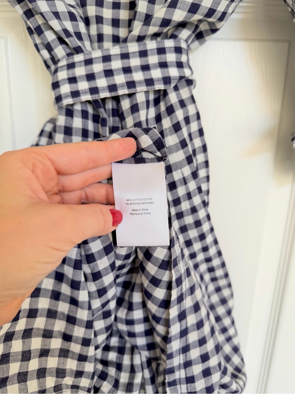 Tory Burch Navy & White Gingham Checker Tie Waist Shirt Dress Size 8 - Picture 5 of 5